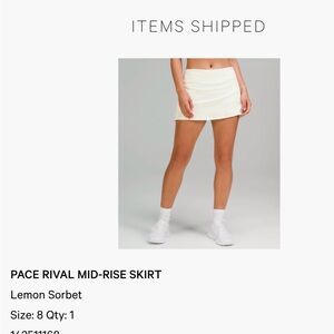 Lululemon pace rival skirt size 8. Color Lemon Sorbet